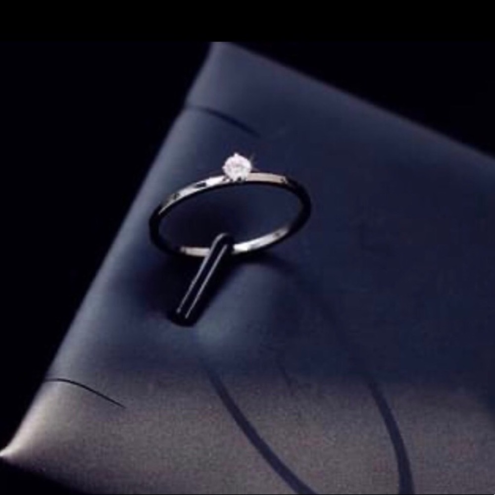 Ring minimalist rose gold silver cubic zirconia thin